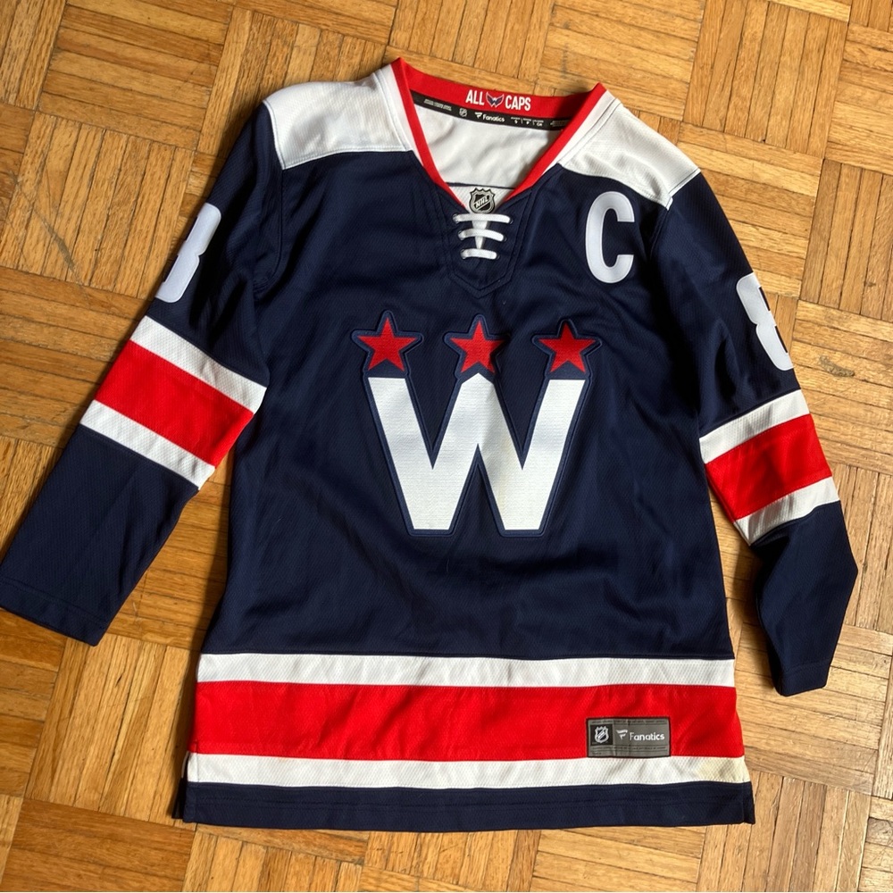 ovechkin 8 Washington capitals all caps nhl jersey women's sz S fanatics